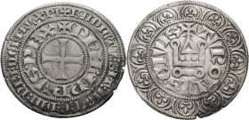 Frankreich/-Königliche Münzen. 
PHILIPPE IV LE BEL, 1285-1314. Gros tournois à l'O rond. Kreuz in doppeltem Schriftkreis, +PhILIPPVS. REX (Kugel auf ...