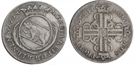 Schweizer Münzen und Medaillen. 
Bern. 
20 Kreuzer 1764. Gekrönter Berner Schild zwischen zwei Palmzweigen. Rv. Kreuzförmiges Monogramm aus 8 B. HMZ...