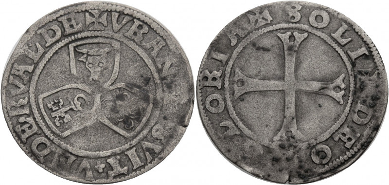 Schweizer Münzen und Medaillen. 
Uri, Schwyz, Nidwalden. 
Halbbatzen o. J. (16...