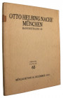 Auktionskataloge. 
HELBING, OTTO, München, und NACHF. Auktion 65 vom 10. 12. 1931. Slg. Buchenau. Mittelalter, Deutschland, Schweiz, Literatur. 132 S...