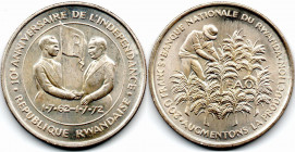 Ruanda 200 Francos 1962-1972 FAO 10th Aniversario del Independencia UNC ley 900 Plata