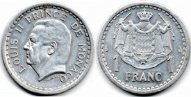 Monaco 1 Franc 1945 SGM Louis II
