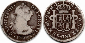 Peru (Colonial) 2 Reales 1786 Lima Carlos III Escaso