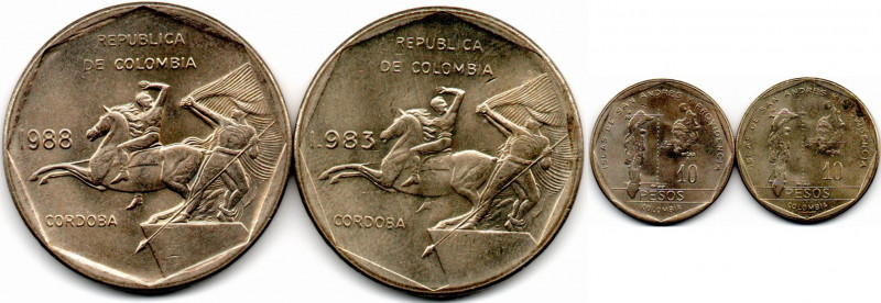 Colombia 2 Pzs. 10 Pesos 1983 y 1988 San Andres UNC
