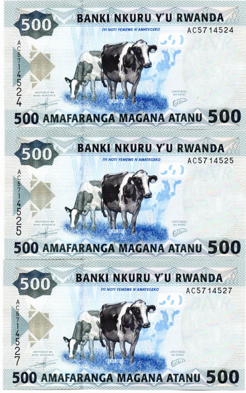 Ruanda 3 Pzs. 500 Francos 2013 E:9.5