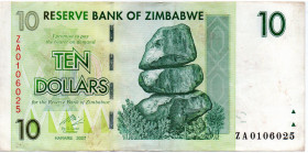Zimbabue 10 Dolares 2007 REPOSICION