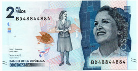 Colombia $2.000 Pesos BD (2021) RADAR Bi-Numeral #48844884