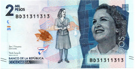 Colombia $2.000 Pesos BD (2021) RADAR Bi-Numeral #31311313