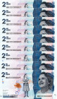 Colombia $2.000 Pesos BD (2021) 9 Pzs. #33300001,2,3,4,5,6,7,8,9 con el Bi-Numeral