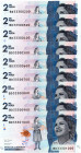 Colombia $2.000 Pesos BD (2021) 9 Pzs. #33300200,300,400,500,600,700,800,900,1000 con el Bi-Numeral