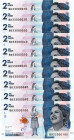 Colombia $2.000 Pesos BD (2021) 10 Pzs. #33000010,20,30,40,50,60,70,80,90,100 con el Bi-Numeral