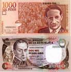 Colombia Hermanos de Tres Digitos #304: $1000 Pesos 2003 (Grande) $2000 Pesos 1984
