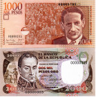 Colombia Hermanos de Tres Digitos #305: $1000 Pesos 2003 (Grande) $2000 Pesos 1984
