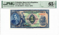 Colombia 1 Peso 1950 P#380f 65 EPQ