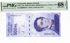 Venezuela 500.000 Bolivares 2021 P#113a TRES DIGITOS B000000753 68 EPQ TOP POP