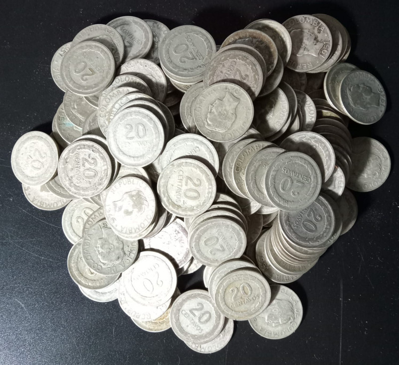 Colombia 150+ Pzs. 20 Centavos 1945-1951 .500 ley plata. peso: 780 gramos, 390 g...