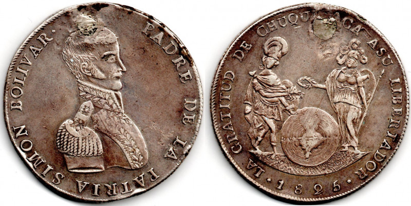 Bolivia Medal Chuquisaca 1825 F. 9741 Very Rare, 1000 pcs reported to have been ...