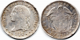 Colombia 1 Peso 1870 Medellin Very Rare United States of Colombia