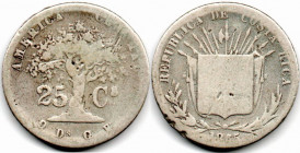 Costa Rica 25 Centavos 1865 Birmingham Rare