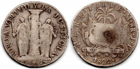 Peru 8 Reales 1822 Lima J.P Very Rare
