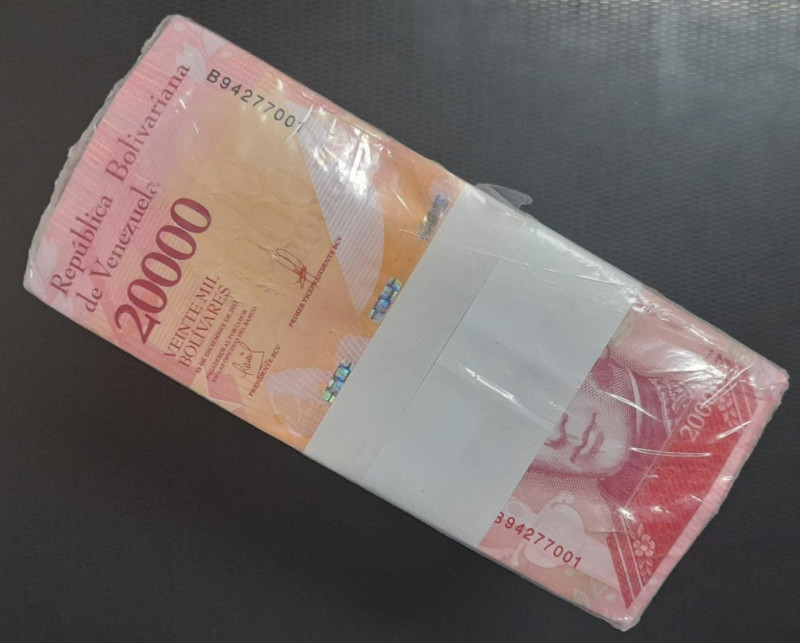 Venezuela 1 BRICK (1000 Notes) 2017 20.000 Bolivares 2017 UNC Consecutive, Stock...