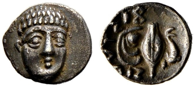 Kampania. Phistelia. 
Obol ca. 380-350 v. Chr. Ein zweites Exemplar von leicht ...