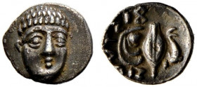 Kampania. Phistelia. 
Obol ca. 380-350 v. Chr. Ein zweites Exemplar von leicht variierenden Stempeln. SNG ANS 567ff. 0,59 g sehr schön-vorzüglich