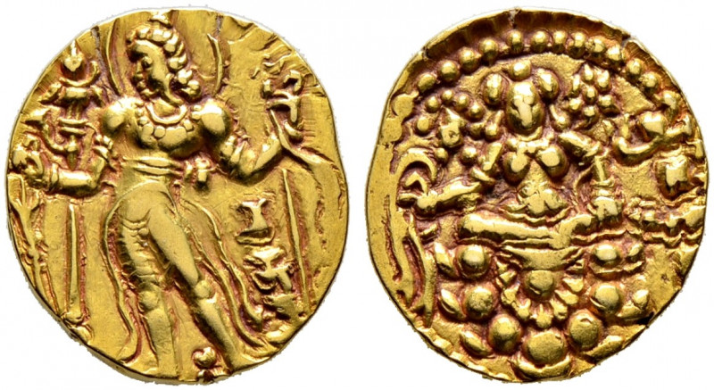 Baktria. Guptas. Chandragupta II. 380-414. 
Gold-Stater. Archer type. König mit...