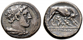 Römische Republik. Anonym vor 211 v. Chr. 
Didrachme 269-266 v. Chr. -Rom-. Büste des jugendlichen Herkules mit Diadem nach rechts mit Keule und Löwe...