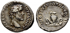 Kaiserzeit. Antoninus Pius 138-161. 
Denar (als Caesar) 138 -Rom-. IMP T AEL CAES HADR ANTONINVS. Bloße Büste nach rechts / AVG PIVS P M TR P COS II....