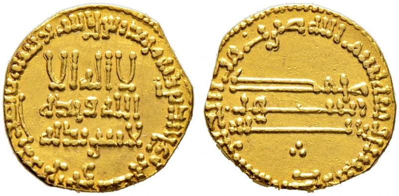 Abbasiden. al-Mahdi AH 158-169/AD 775-785. 
Golddinar 161 AH -al-Kufa-. Bernard...