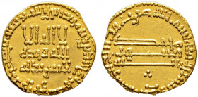 Abbasiden. al-Mahdi AH 158-169/AD 775-785. 
Golddinar 161 AH -al-Kufa-. Bernardi 52. 4,0 g leicht beschnitten, sonst vorzüglich