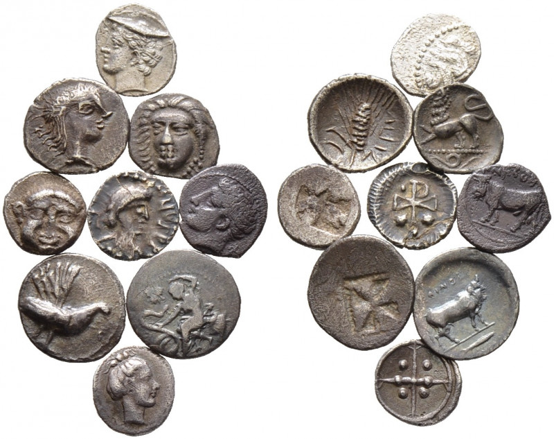 9 Stücke: GRIECHISCHE Kleinsilbermünzen (Obole und Litren). Dabei SELINUNT (SNG ...