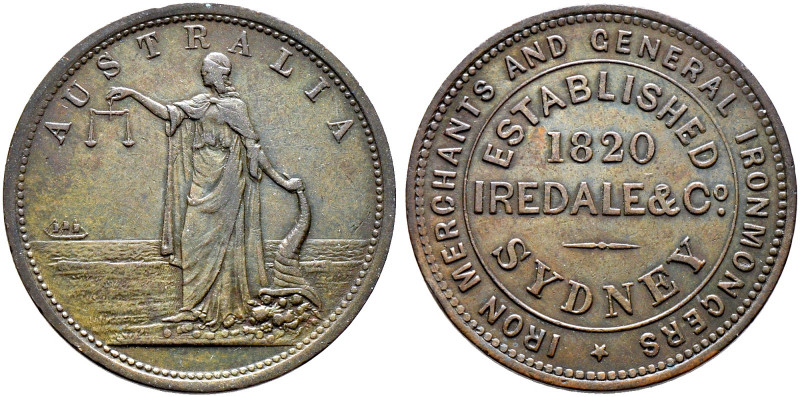 Australien. Victoria 1837-1901. 
Kupferner Penny-Token o.J. (1862) von Iredale ...