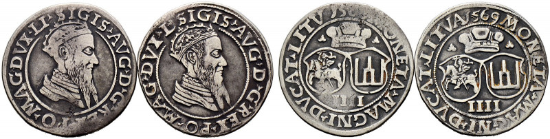 Baltikum-Litauen. Sigismund August von Polen 1547-1572. 
Lot (2 Stücke): 4 Gros...