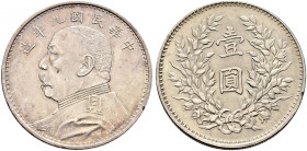 China-Republik. Erste Republik 1912-1949. 
Dollar Jahr 9 (1920). Präsident Yuan Shih-kai. Y. 329.6, Kann 666, L./M. 777. leichte Randfehler, sonst vo...