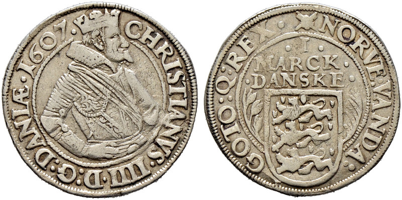 Dänemark. Christian IV. 1588-1648. 
1 Mark 1607 -Kopenhagen-. Hede 93. sehr sch...