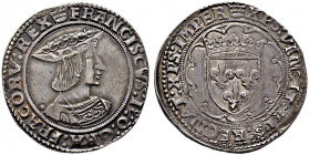 Frankreich-Königreich. Francois I. 1515-1547. 
Teston o.J. -Paris-. 3e Type. Gekröntes Brustbild im verzierten Harnisch nach rechts / Gekrönter Wappe...