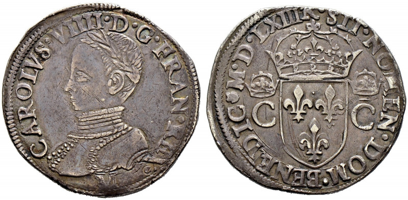 Frankreich-Königreich. Charles IX. 1560-1574. 
Teston 1563 -Toulouse-. Belorbee...