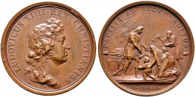 Frankreich-Königreich. Louis XIV. 1643-1715. 
Bronzemedaille 1661 von Mauger, auf den für alle Untertanen zugänglichen König. Büste nach rechts / Der...