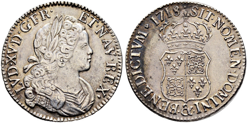Frankreich-Königreich. Louis XV. 1715-1774. 
Ecu de Navarre 1718 -Aix-. Gad. 31...
