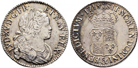 Frankreich-Königreich. Louis XV. 1715-1774. 
Ecu de Navarre 1718 -Aix-. Gad. 318 (R2), Ciani 2101, Dupl. 1657, Dav. 1327. feine Patina, Revers leicht...