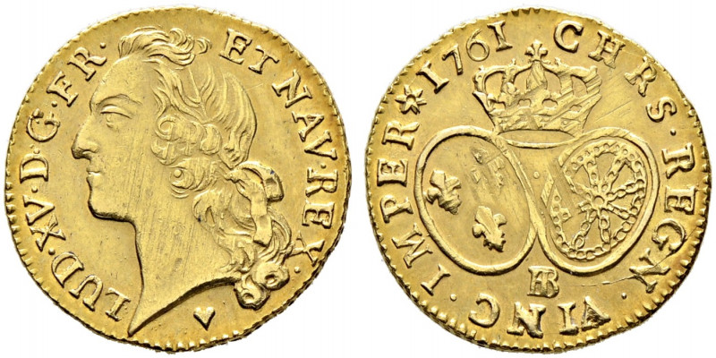 Frankreich-Königreich. Louis XV. 1715-1774. 
Louis d'or aux bandeau 1761 -Straß...