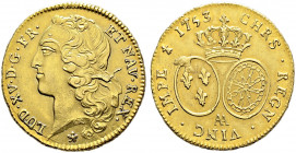 Frankreich-Königreich. Louis XV. 1715-1774. 
Doppelter Louis d'or au bandeau 1753 -Metz-. Gad. 346, Ciani 2087, Dupl. 1642, Fr. 463. 16,18 g beidseit...