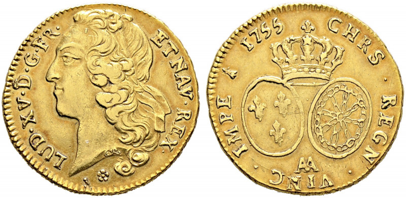 Frankreich-Königreich. Louis XV. 1715-1774. 
Doppelter Louis d'or au bandeau 17...
