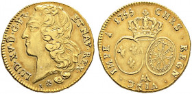 Frankreich-Königreich. Louis XV. 1715-1774. 
Doppelter Louis d'or au bandeau 1755 -Metz-. Gad. 346 (R2), Ciani 2087, Dupl. 1642, Fr. 463. 16,26 g sel...