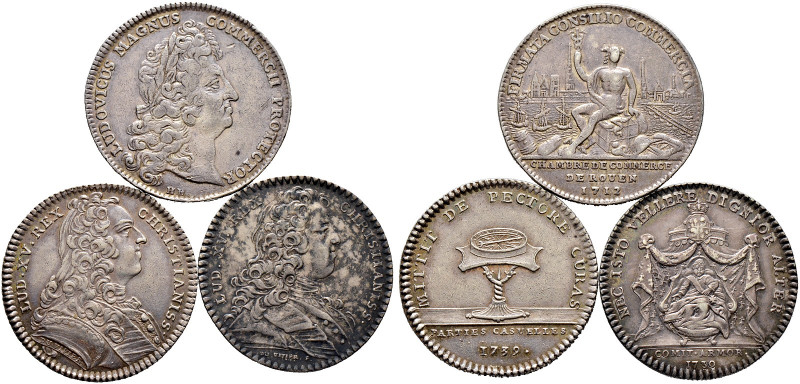 Frankreich-Königreich. Louis XV. 1715-1774. 
Lot (3 Stücke): Jetonartige Silber...