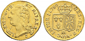 Frankreich-Königreich. Louis XVI. 1774-1793. 
Louis d'or au buste nu 1786 -Metz-. Gad. 361, Ciani 2183, Dupl. 1707, Fr. 475. 7,60 g minimale Kratzer ...