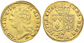 Frankreich-Königreich. Louis XVI. 1774-1793. 
Louis d'or au buste nu 1786 -Montpellier-. Gad. 361, Ciani 2183, Dupl. 1707, Fr. 475. 7,62 g winzige Ju...
