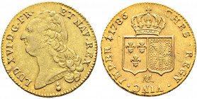 Frankreich-Königreich. Louis XVI. 1774-1793. 
Doppelter Louis d'or au buste nu 1786 -Metz-. Gad. 363, Ciani 2182, Dupl. 1706, Fr. 474. 15,24 g minima...